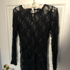 Black Lace Over Shirt